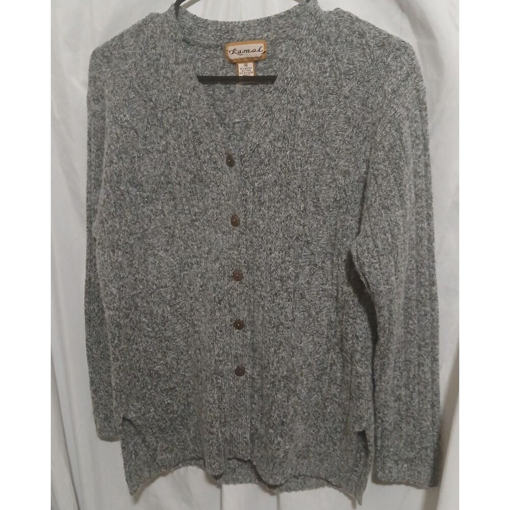 Kamel Grey Cardigan Size M Womans Woll Blend